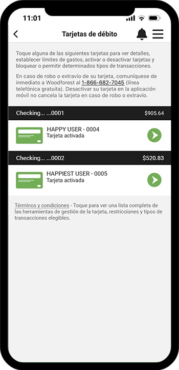 Debit Card Management Spanish