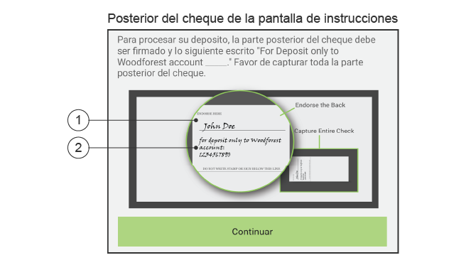 Mobile Deposit Step 1 Spanish